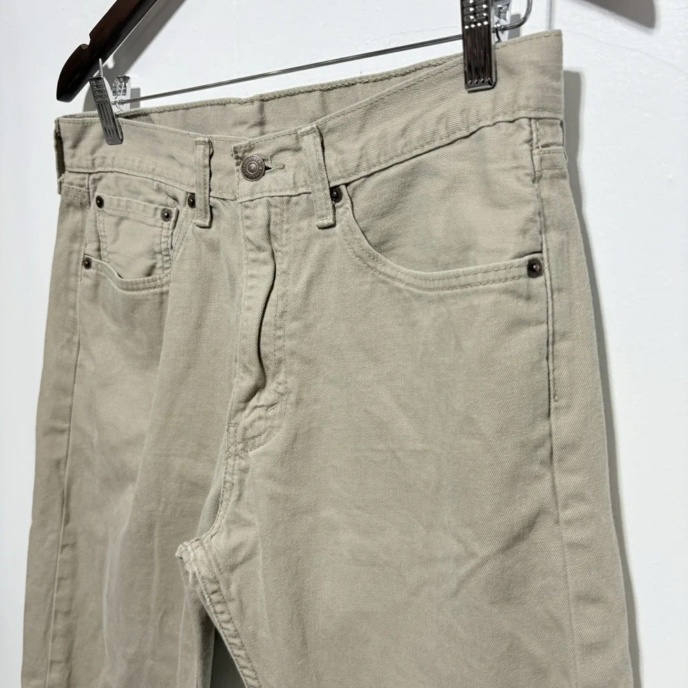 Levis 505 Jeans Mens 32 X 30 Khaki Tan Straight Regular Fit Cotton Denim